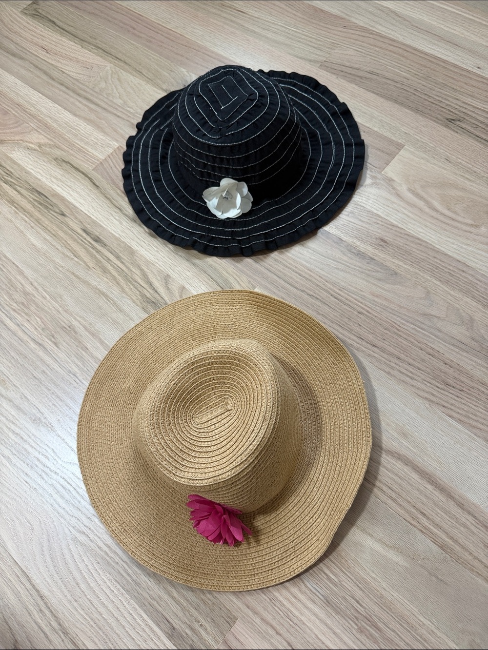 Gymboree Wide Brim Sun Hat with Flower (2) Size 4T Toddler Girls
